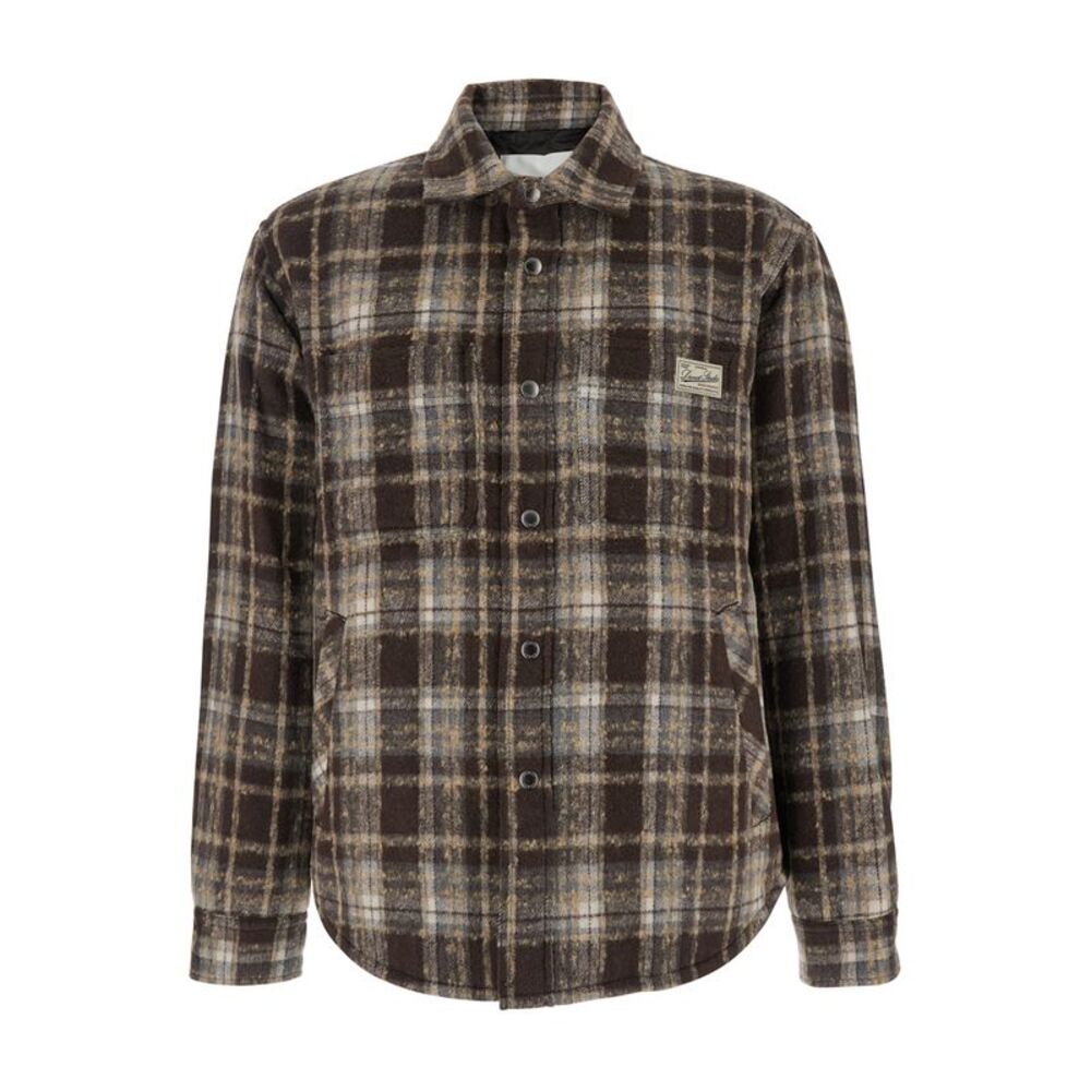 Dunst Men Brown Checkered Shirt With Front Logo Patch In Flannel Man